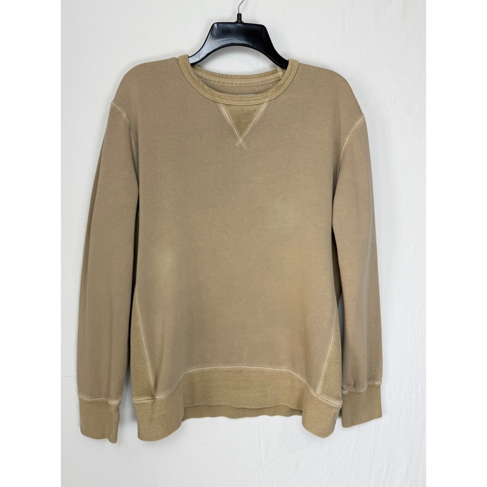 American Eagle Men Cotton Blend Sweatshirt M Tan Super Soft Crew Neck Pullover